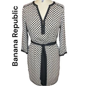 Banana Republic Geometric Pattern Dress 3/4 Sleeve Fully Lined Sz 6 Belted